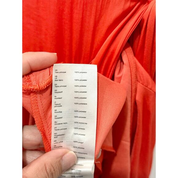 Maje Retta V-Neck Ruffle Asymmetric Midi Wrap Dress Orange Women's Size 1 / S - Picture 5 of 5